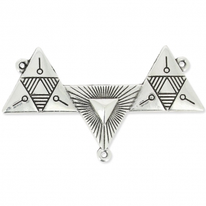 Pendant spacer 3 loops triangles ethnic28 mmAntique Silver Plating