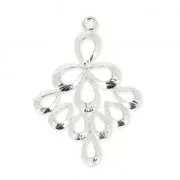 Drop pendant 25 mm fine silver plating x1