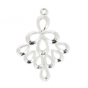Drop pendant 25 mm fine silver plating x1