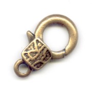 Decorated Lobster Clasp 23 mm - Bronze x1