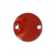 Round metal spacers 2 holes epoxy resin 10 mm - Dark red x5