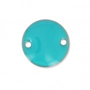 Epoxy enamelled round spacers 10mm Green Turquoise x5|raw }}
