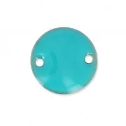 Epoxy enamelled round spacers 10mm Green Turquoise x5