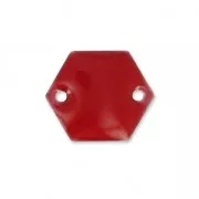 Metal spacers hexagon 2 holes epoxy resin 11.5 mm - Dark red x8