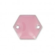 Epoxy enamelled spacers hexagone 2 holes 11.5 mm Pink x8