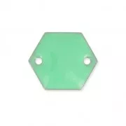 Epoxy enamelled spacers hexagone 2 holes  11.5 mm Mint x8
