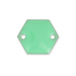 Epoxy enamelled spacers hexagone 2 holes  11.5 mm Mint x8