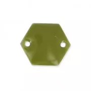 Epoxy enamelled spacers hexagone 2 holes  11.5 mm Kaki x8