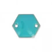 Epoxy enamelled spacers hexagone 2 holes  11.5 mm G.Turquoise x8