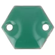 Epoxy enamelled spacers hexagone 2 holes 11.5 mm emerald green x8