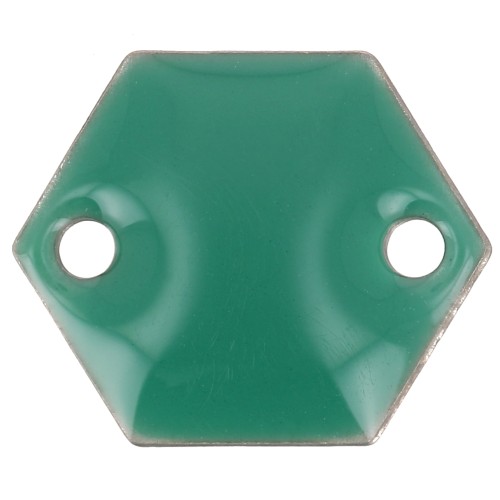Epoxy enamelled spacers hexagone 2 holes 11.5 mm emerald green x8