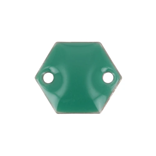 Epoxy enamelled spacers hexagone 2 holes 11.5 mm emerald green x8