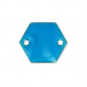 Epoxy enamelled spacers hexagone 2 holes  11.5 mm Blue x8|raw }}