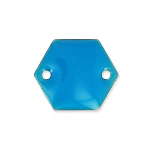 Epoxy enamelled spacers hexagone 2 holes  11.5 mm Blue x8