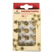 12 branding stamps for pyrograver heart/star/moon/diamond/round/Flower