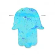 14mm Hamsa hand horizontaly drilled - imitation Opale Turquoise x1