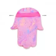 14mm Hamsa hand horizontaly drilled - imitation Opale Rose x1