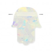 14mm Hamsa hand horizontaly drilled - imitation Opale x1|raw }}