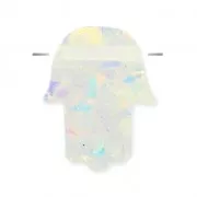 14mm Hamsa hand horizontaly drilled - imitation Opale x1