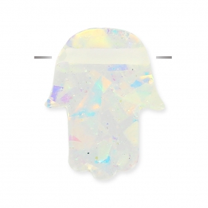 14mm Hamsa hand horizontaly drilled - imitation Opale x1