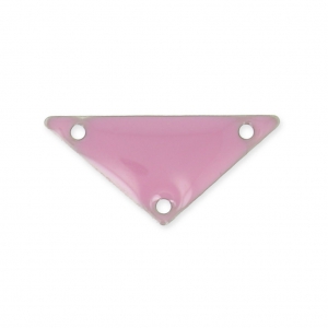 Triangle epoxy enameled spacer 3 holes 20 mm Pink x5