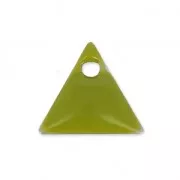 Metal triangle pendant epoxy enameled 8 mm Olive x8