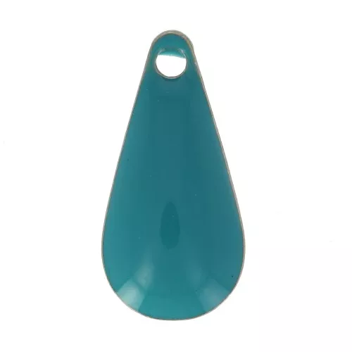 Drop pendant epoxy enameled 12 mm Green Turquoise x10