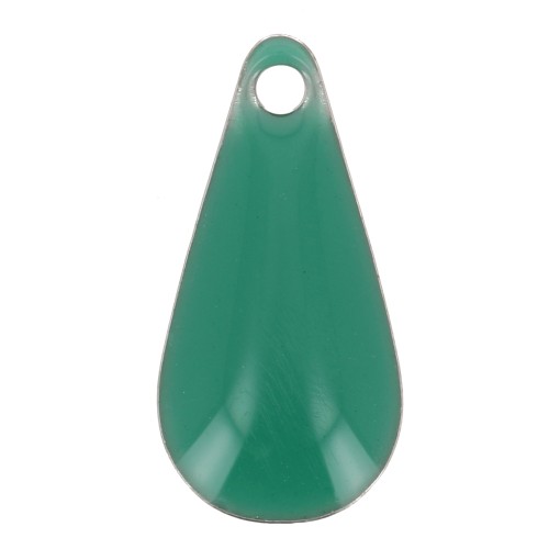 Drop pendant epoxy enameled 12 mm emerald green x10