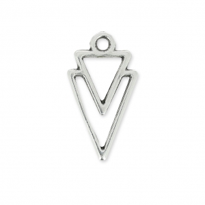 Charm double triangle 16mm Antique Silver Plating x1
