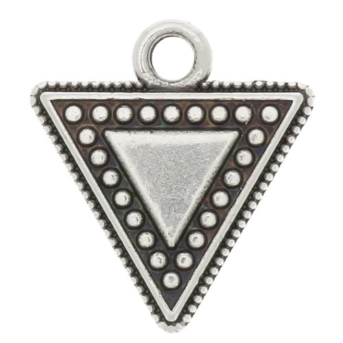 Charm ethnic triangle 15 mm Antique Silver Plating x1