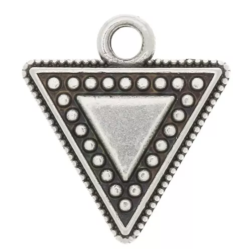 Charm ethnic triangle 15 mm Antique Silver Plating x1