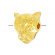 Leopard head charm 10 mm gold tone x1