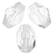 Faceted olive-shaped beads, 6x4 mm - Crystal x25
