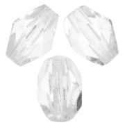 Faceted olive-shaped beads, 6x4 mm - Crystal x25