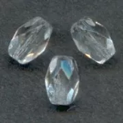 Fire Polished faceted olive-shaped beads 6x4mm Crystal  x25