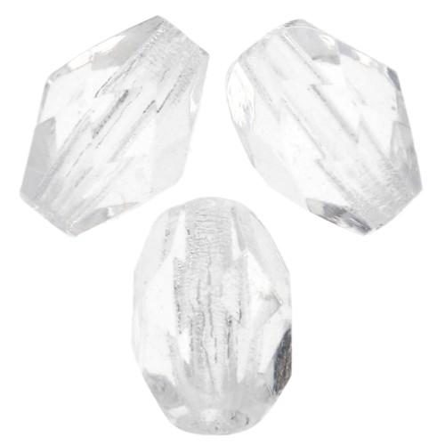 Faceted olive-shaped beads, 6x4 mm - Crystal x25