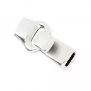 Hook and eye clasp for 5mm bands Antique Silver Plating x1