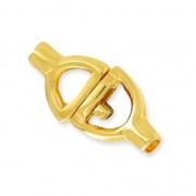 Hook and eye clasp for 3mm cord fine Gold plated x1|raw }}