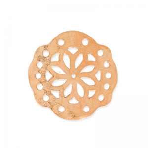 Spacers hammered 5 rows mandalas flower design 19 mm Rose Gold satin x1