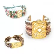 Hammered Spacer 5 rows mandalas 19mm Satin fine gold plated x1