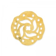 Hammered spacer, 5 rows, mandala flower design, 19 mm, Fine gold plated, satin finish x1|raw }}