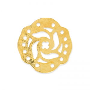 Hammered spacer, 5 rows, mandala flower design, 19 mm, Fine gold plated, satin finish x1