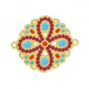 Spacer epoxy enameled 2 Rings 33 mm burgundy/Blue/goldx1|raw }}