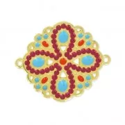 Spacer epoxy enameled 2 Rings 33 mm burgundy/Blue/goldx1