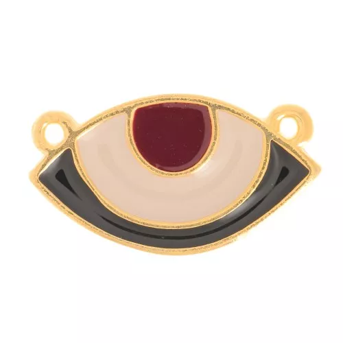 Spacer Lucky eye 2 loops 24 mm White/Aqua/gold x1