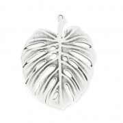 metall pendant philodendron leaf 50 mm Fine Antique silver plating x1