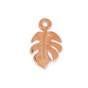 Metal pendant philodendron leaf 14.7 mm Rose gold tone x1
