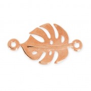 Metal spacer philodendron leaf 22 mm Rose gold tone x1