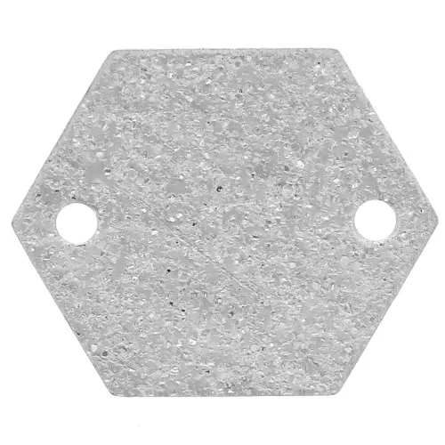 Raw metall spacer hexagone 2 holes 11.5 mm rhodium tone x8