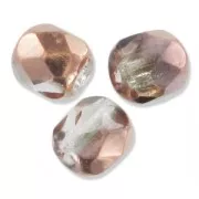 Fire Polished faceted round beads 4mm Crystal Capri Gold x50